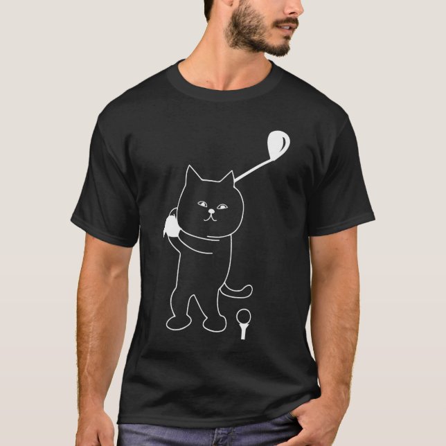Golf Cat Dad Men Golfing Golfer Club Balls Putting T-Shirt (Front)
