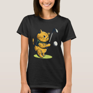 Golf Cat Dad Men Golfing Golfer Club Balls Putting T-Shirt