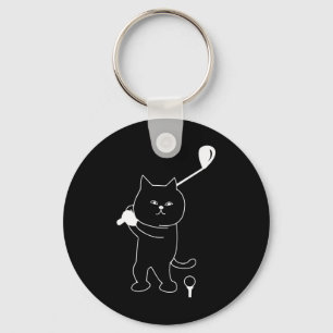 Golf Cat Dad Men Golfing Golfer Club Putting Funny Key Ring