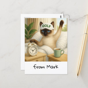 Golf Cat Lover is in the bed Postcard