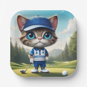 Golf Cat Paper Plate