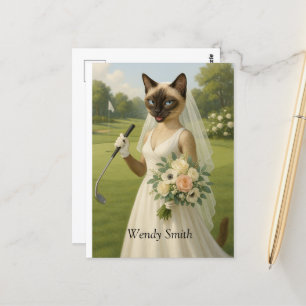 Golf Cat Woman golfer for Bachelorette Party Postcard