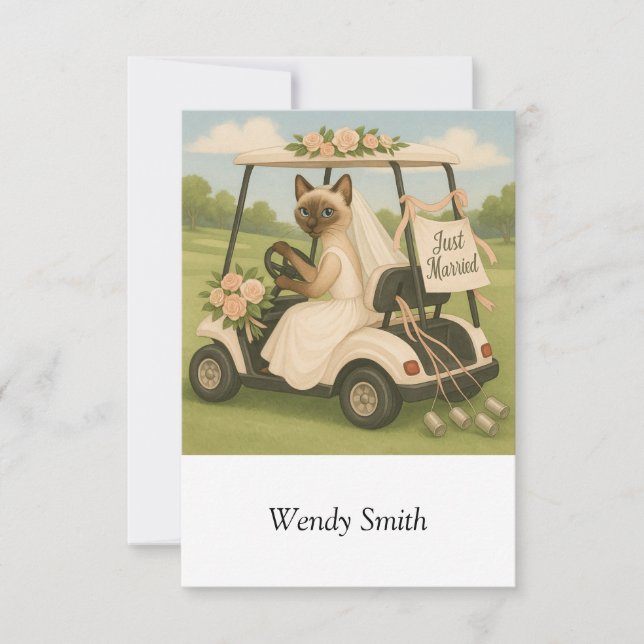 Golf Cat Woman golfer Just married drive golf cart (Front)