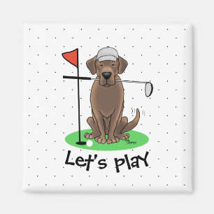 Golf Chocolate Labrador Retriever Dog - Cute Magnet