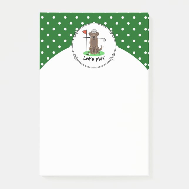 Golf Chocolate Labrador Retriever Dog - Cute Post-it Notes (Front)