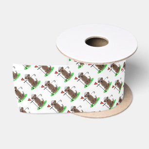 Golf Chocolate Labrador Retriever Dog - Cute Satin Ribbon