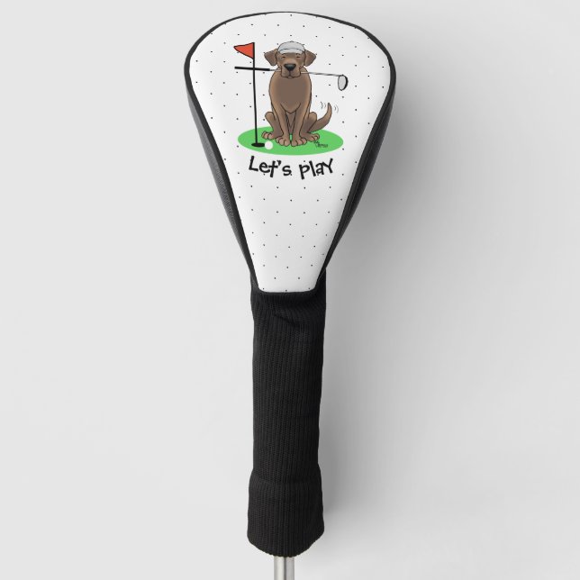 Golf Chocolate Labrador Retriever Dog - Funny Golf Head Cover (Front)