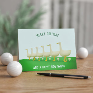 Golf Christmas 6 Geese A Laying Golf Balls Golfmas Holiday Card