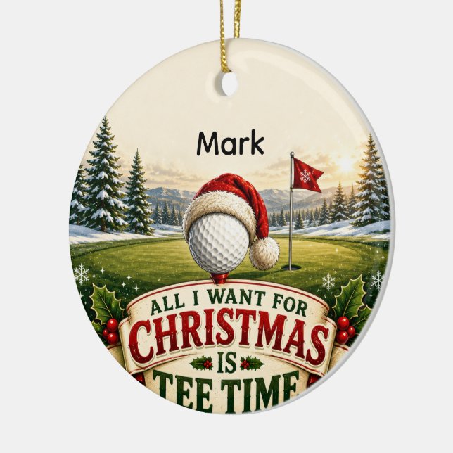 Golf Christmas Blessing for Golfer Ceramic Ornament (Left)