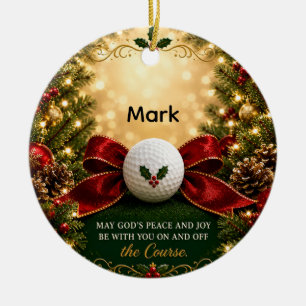 Golf Christmas Blessing for Golfer Ceramic Ornament