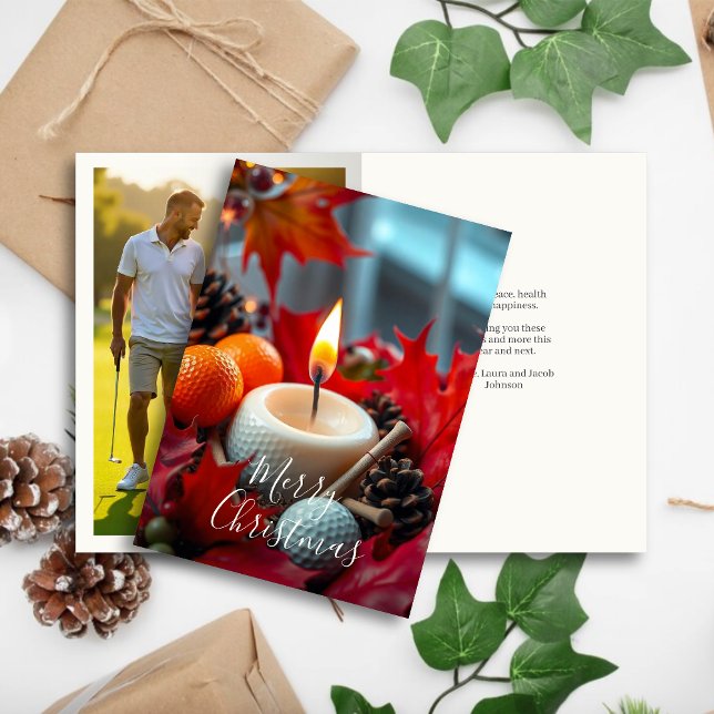 Golf Christmas Candle • Family Photo Holiday Card (Creator Uploaded)