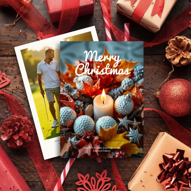 Golf Christmas Candle • Family Photo Holiday Card (Creator Uploaded)