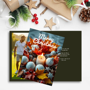 Golf Christmas Candle • Family Photo Olive Holiday Card