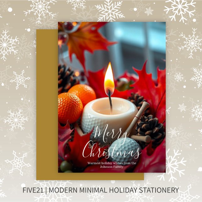 Golf Christmas Candle • Gold Holiday Card (Creator Uploaded)