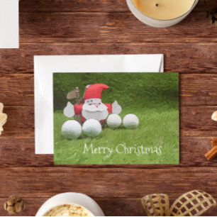 Golf Christmas card with Santa Claus and golf ball