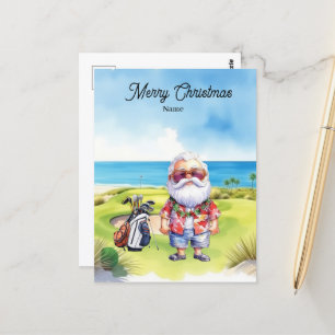 Golf Christmas card with Santa Claus from Hawaii