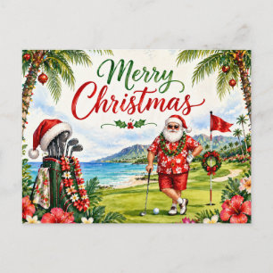 Golf Christmas card with Santa Claus from Hawaii