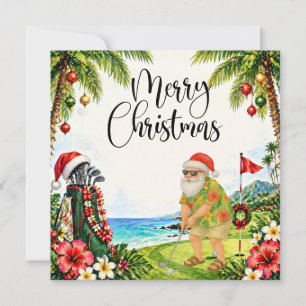 Golf Christmas card with Santa Claus from Hawaii