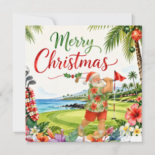Golf Christmas card with Santa Claus from Hawaii