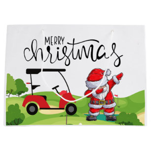 Golf Christmas Dabbing Santa Claus Large Gift Bag