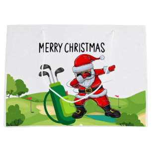 Golf Christmas Dabbing Santa Claus Large Gift Bag