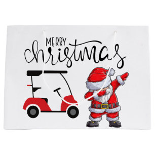 Golf Christmas Dabbing Santa Claus Large Gift Bag