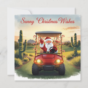 Golf Christmas from Sunny state with Santa Holiday Card