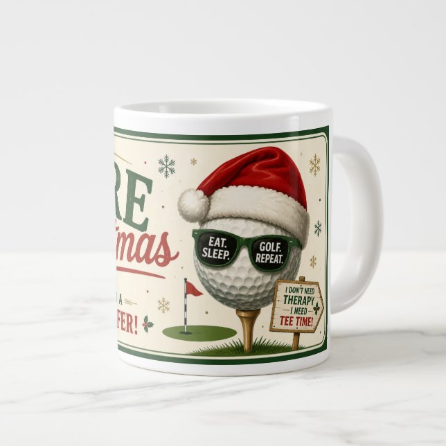 Golf Christmas Funny saying for Golfer Large Coffee Mug (Front Right)