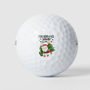 Golf Christmas Gift with Santa Golfer at golf flag Balls
