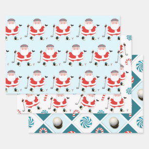 Golf Christmas Gift Wrapping Paper Sheet