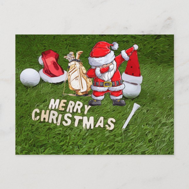 Golf Christmas Holiday and golf ball  Santa Claus  Postcard (Front)
