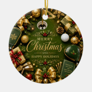 Golf Christmas Holiday Ceramic Ornament