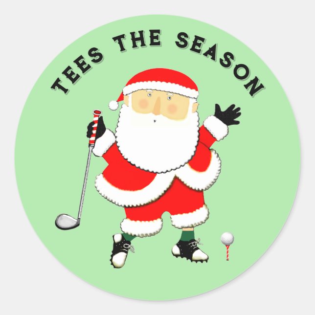 Golf Christmas Holiday Classic Round Sticker (Front)
