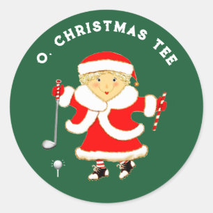 Golf Christmas Holiday Classic Round Sticker
