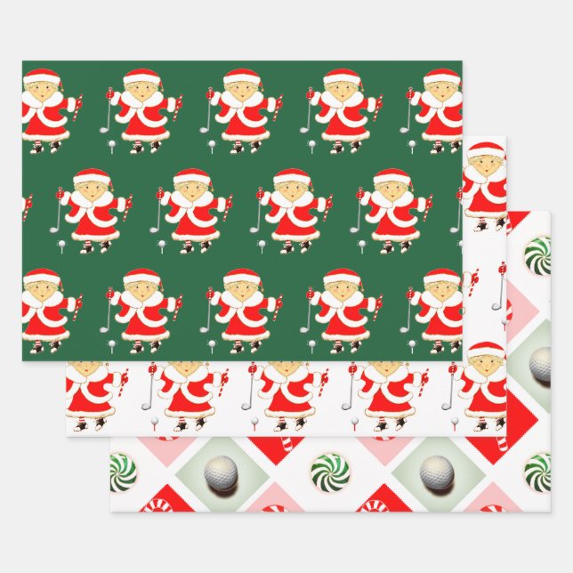 Golf Christmas Holiday Gift Ideas Wrapping Paper Sheet (Set)