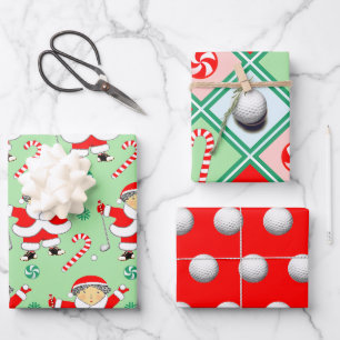 Golf Christmas Holiday Gift Wrapping Paper