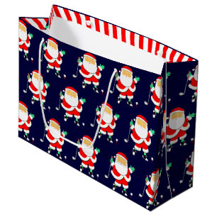 Golf Christmas Holiday Large Gift Bag
