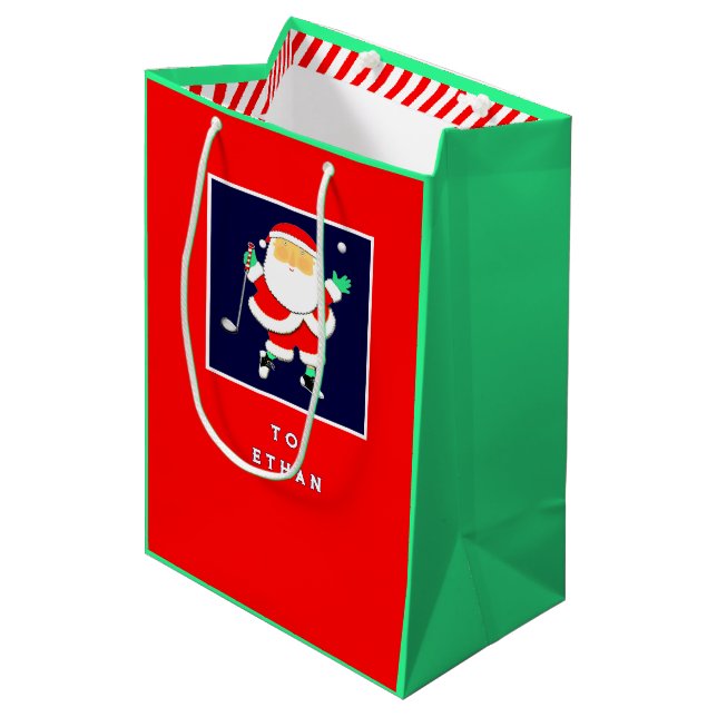 Golf Christmas Holiday Medium Gift Bag (Front Angled)