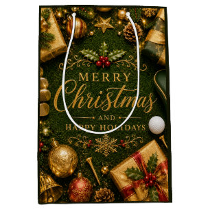 Golf Christmas Holiday Medium Gift Bag