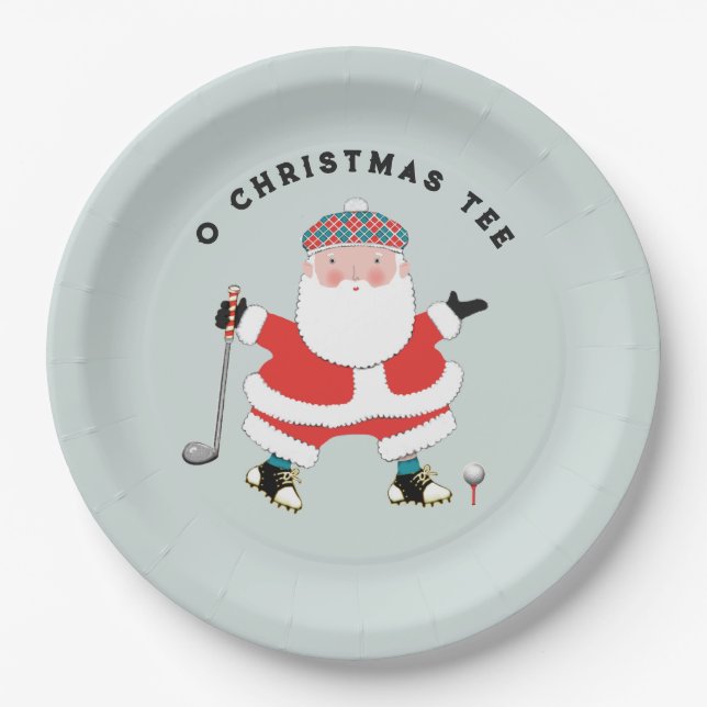 Golf Christmas Holiday Party Paper Plate (Front)
