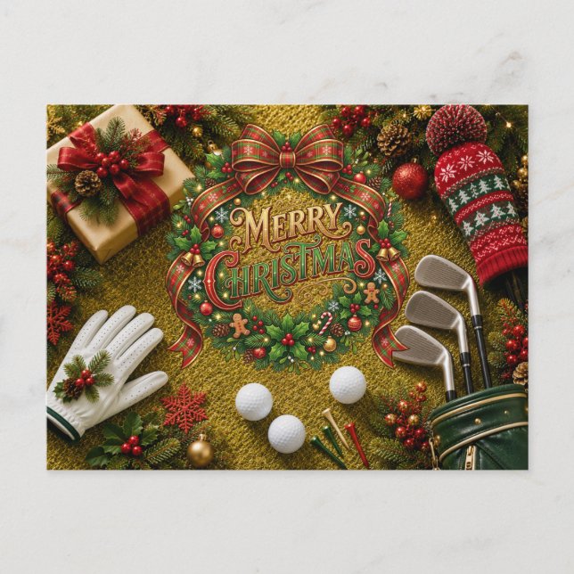 Golf Christmas Holiday Postcard (Front)