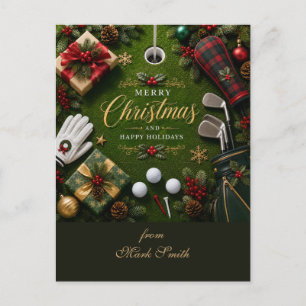 Golf Christmas Holiday Postcard