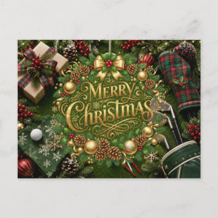 Golf Christmas Holiday Postcard