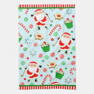 Golf Christmas Holiday Tea Towel