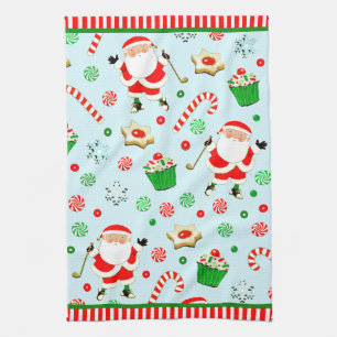 Golf Christmas Holiday Tea Towel