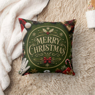 Golf Christmas Holiday themed on green grass Cushion