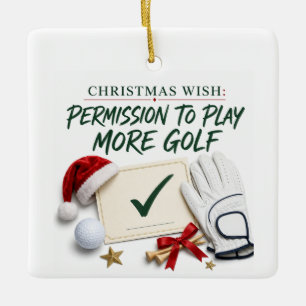 Golf Christmas Holiday with golf ball for golfer Ceramic Ornament