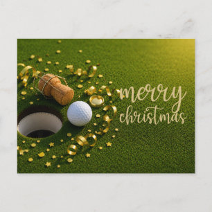 Golf Christmas Holiday with golf ball for golfer Postcard