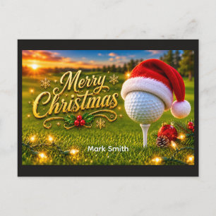 Golf Christmas Holiday with golf ball for golfer Postcard