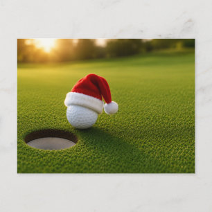 Golf Christmas Holiday with golf ball for golfer Postcard